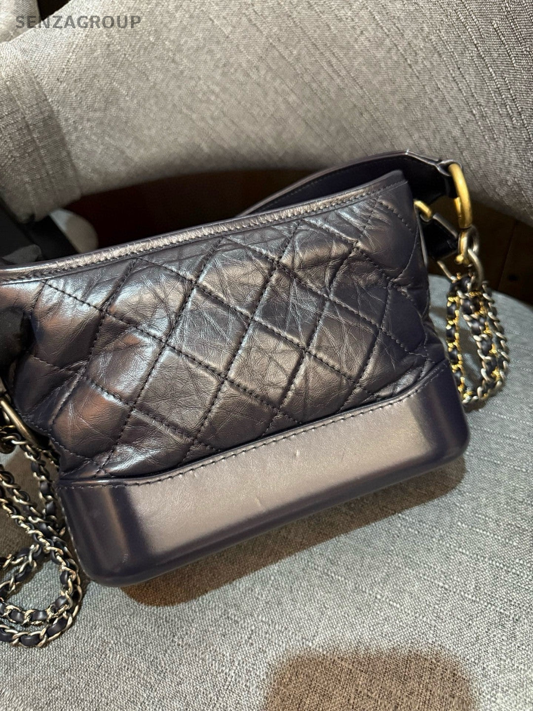 Chanel Gabrielle Blue Gold Chain Shoulder Crossbody Bag Women