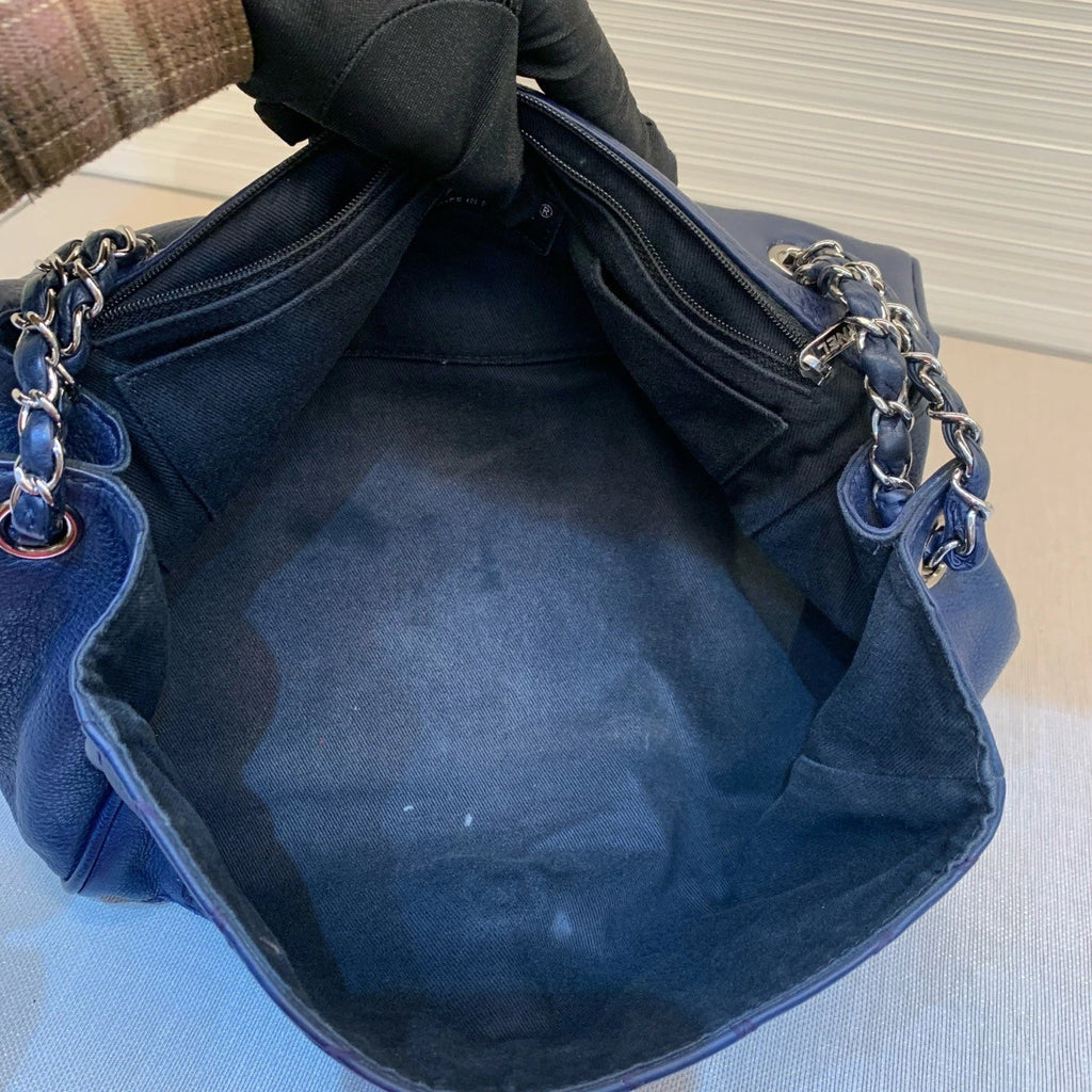 CHANEL Blue Leather Pumpkin Shoulder Bag For Women