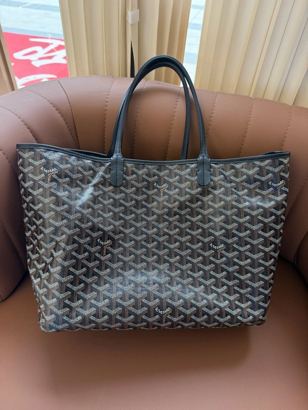 Goyard Black Canvas Medium Tote Shopping Bag For Women