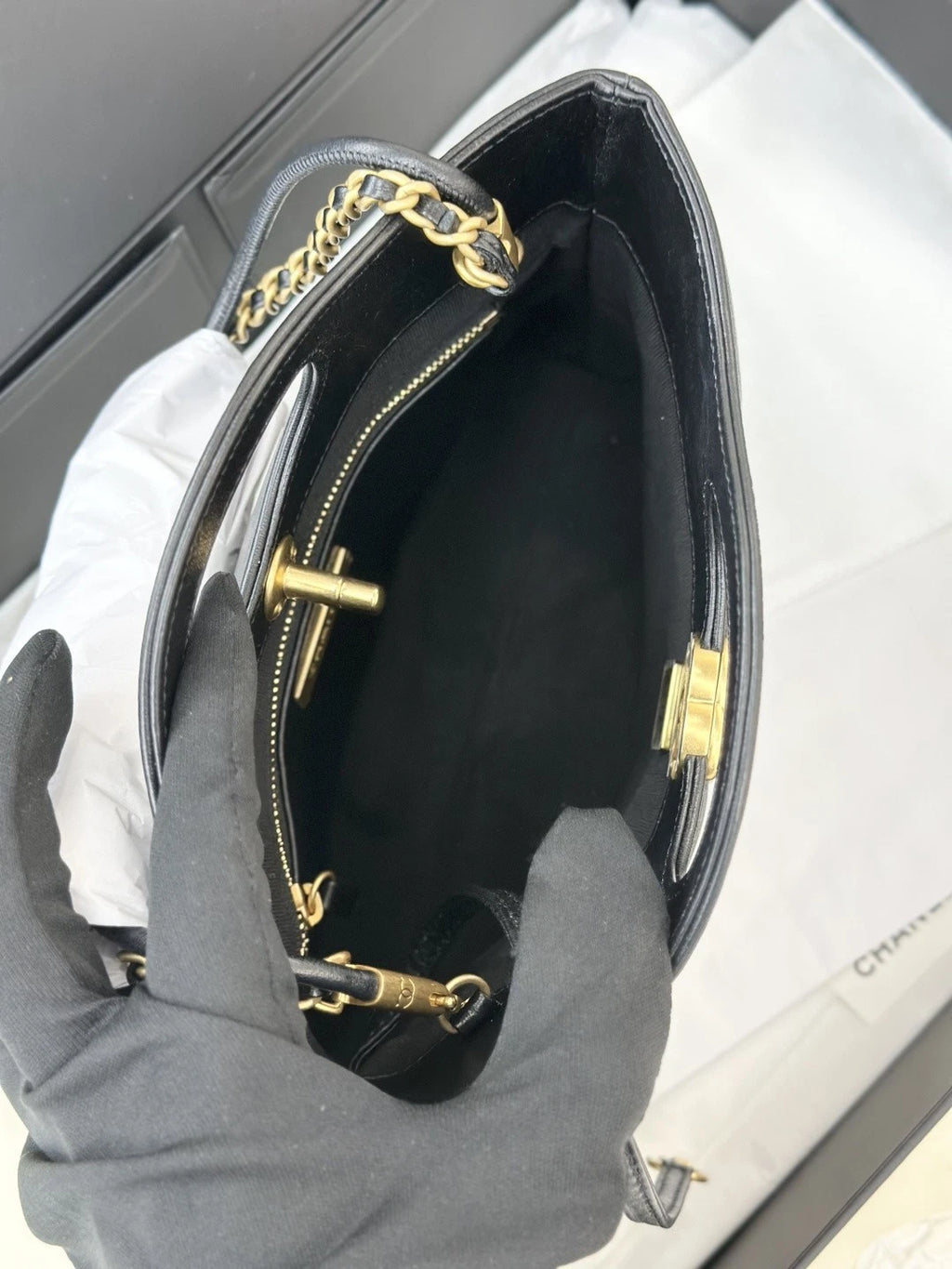 Chanel 31Bag PM Chain Top Handle Shoulder Crossbody Bag Black Women S