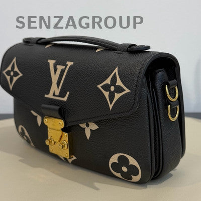 Louis Vuitton Monogram Messenger Bag Black White Chain Strap Women