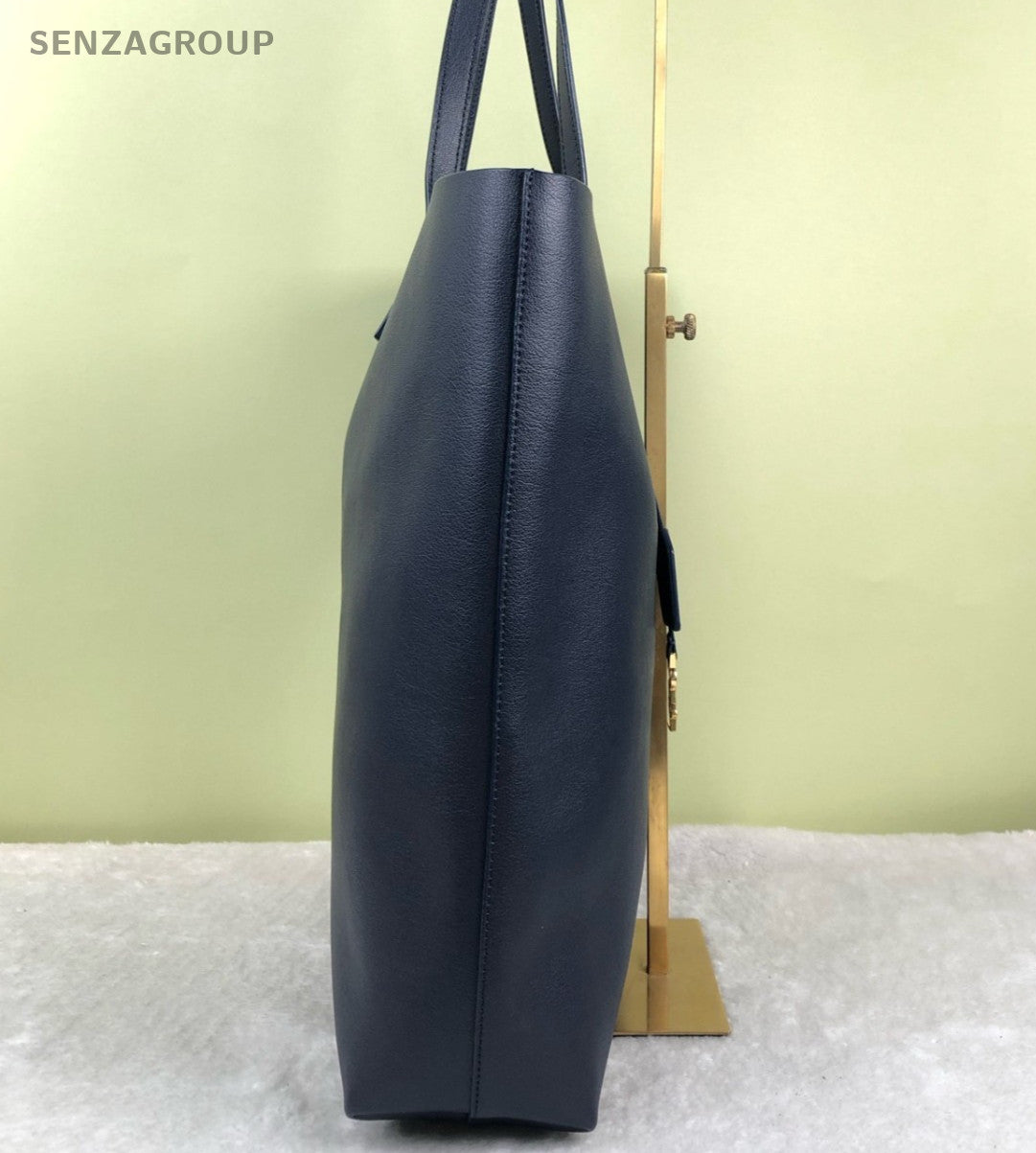 Saint Laurent Tote Shoulder Bag Blue Gold Used Women Classic
