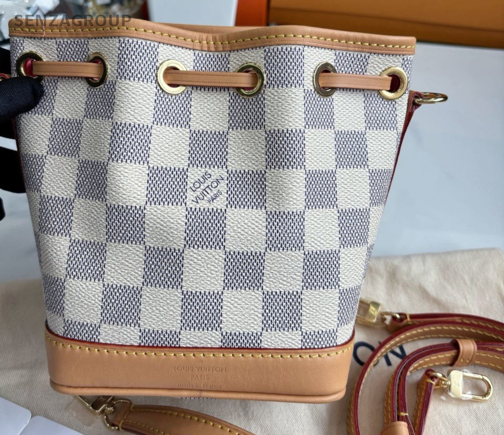 Louis Vuitton Vivienne Nano Noé Damier Azur Buck Shoulder Bag Women Brown