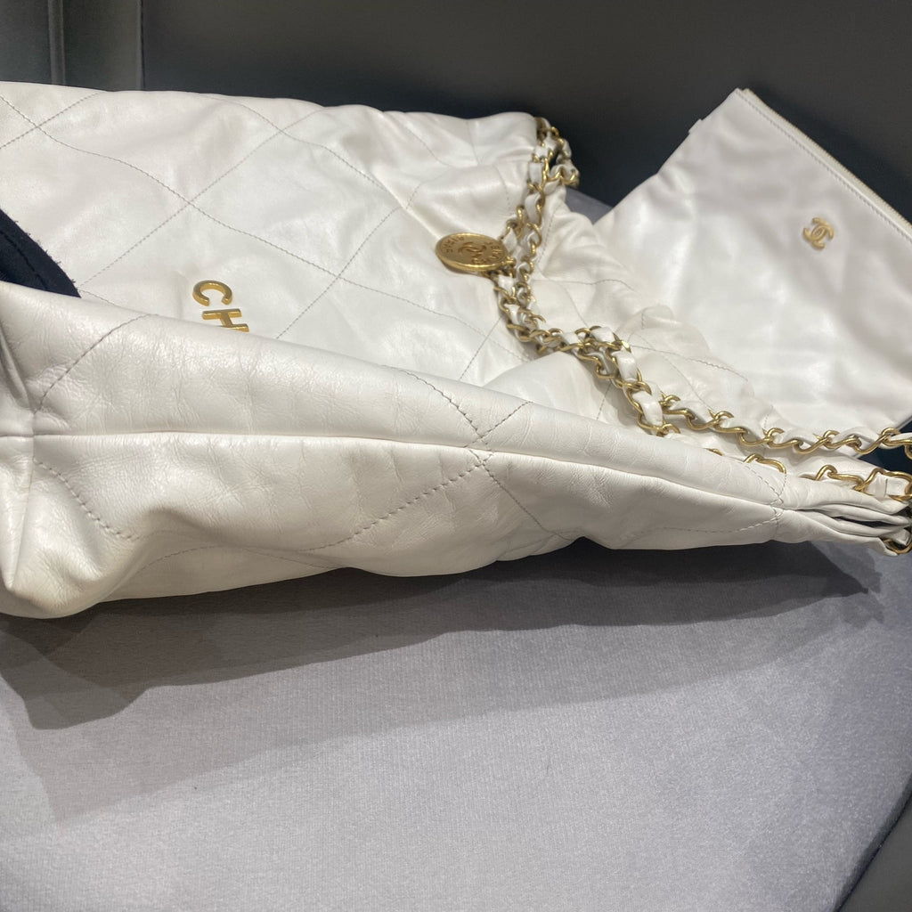 Chanel 22 Bag Mini Chain Shoulder Bag White Gold Fashion Women