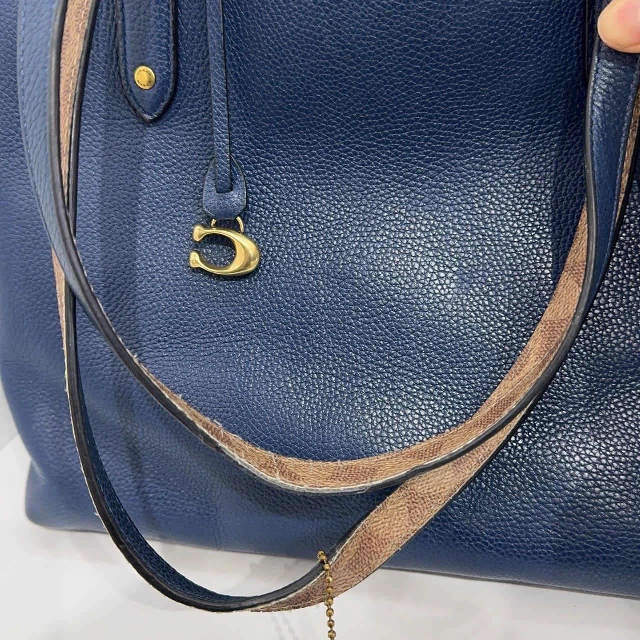 Coach Central Blue Leather Tote Shoulder Handbag For Women