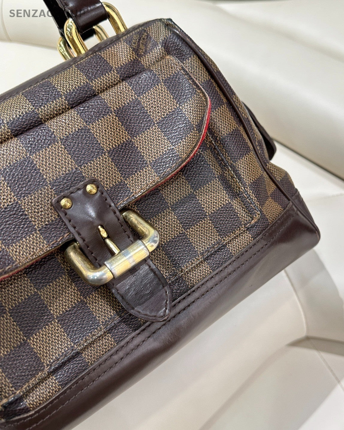 Louis Vuitton Damier Ebene Handbag Top Handle Bag Brown