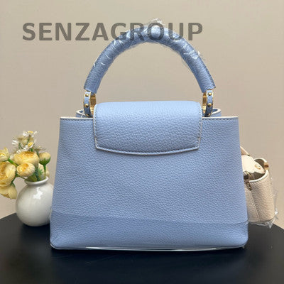 Louis Vuitton Capucines BB Blue Silver Handbag Shoulder Bag