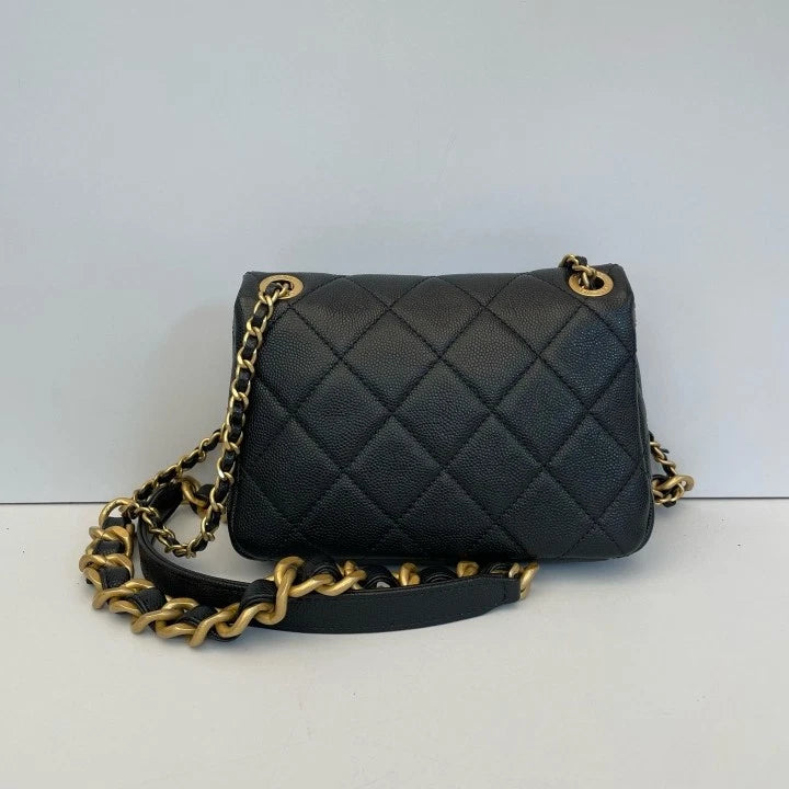 CHANEL 24S Mini Crossbody Bag Black Gold For Women