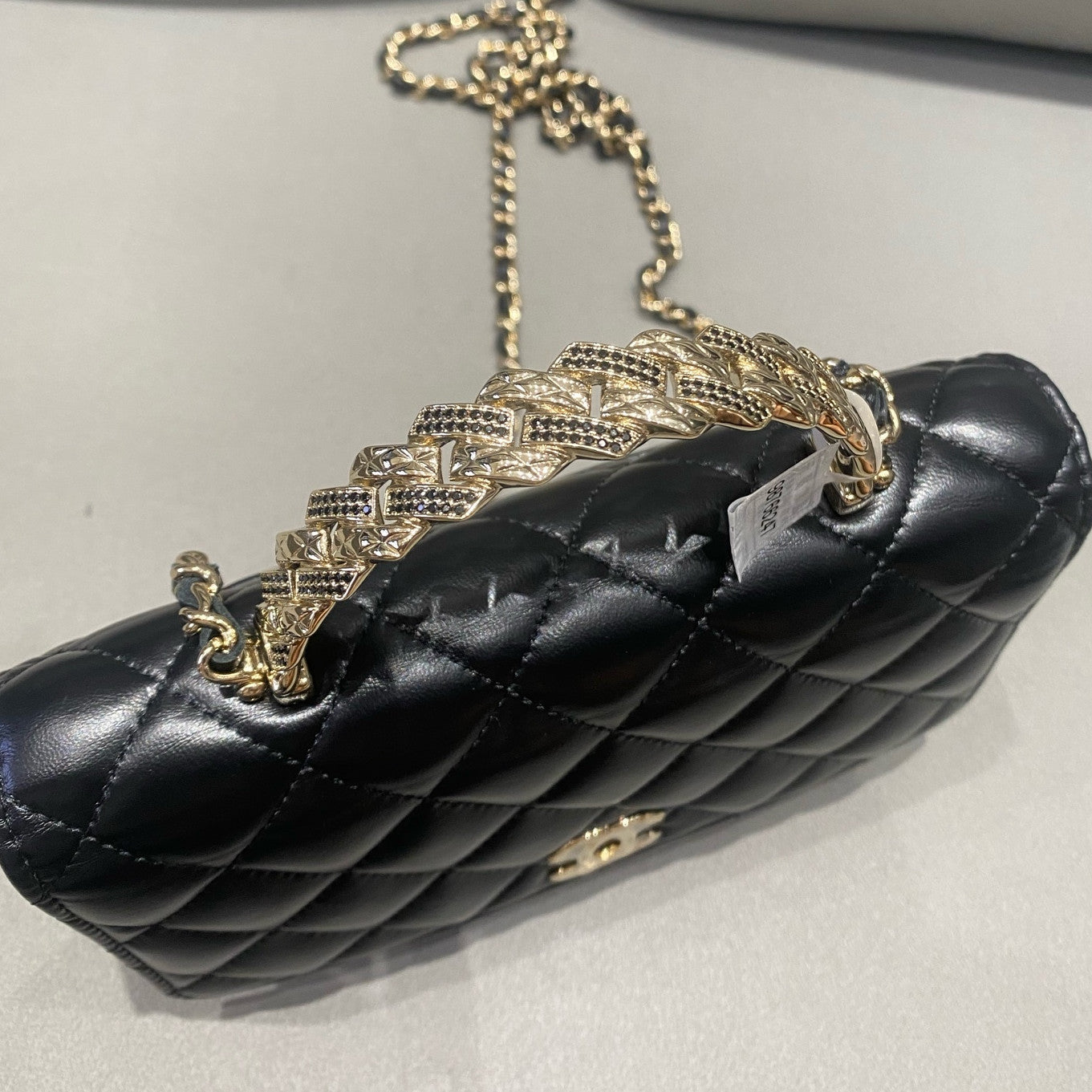 Chanel 24A WOC Black Gold Chain Shoulder Crossbody Bag Women's Fashion
