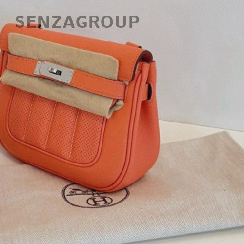 Hermes Berline Mini Ec Leather Vintage Shoulder Bag Orange Women Designer