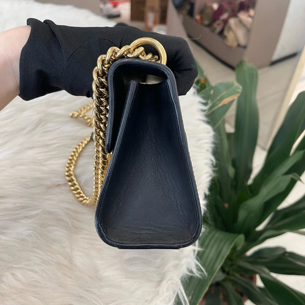 Gucci Black Leather Moonlight Box Chain Shoulder Bag For Women