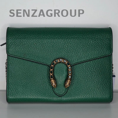 Gucci Dionysus Leather Chain Shoulder Bag Green Silver Hardware