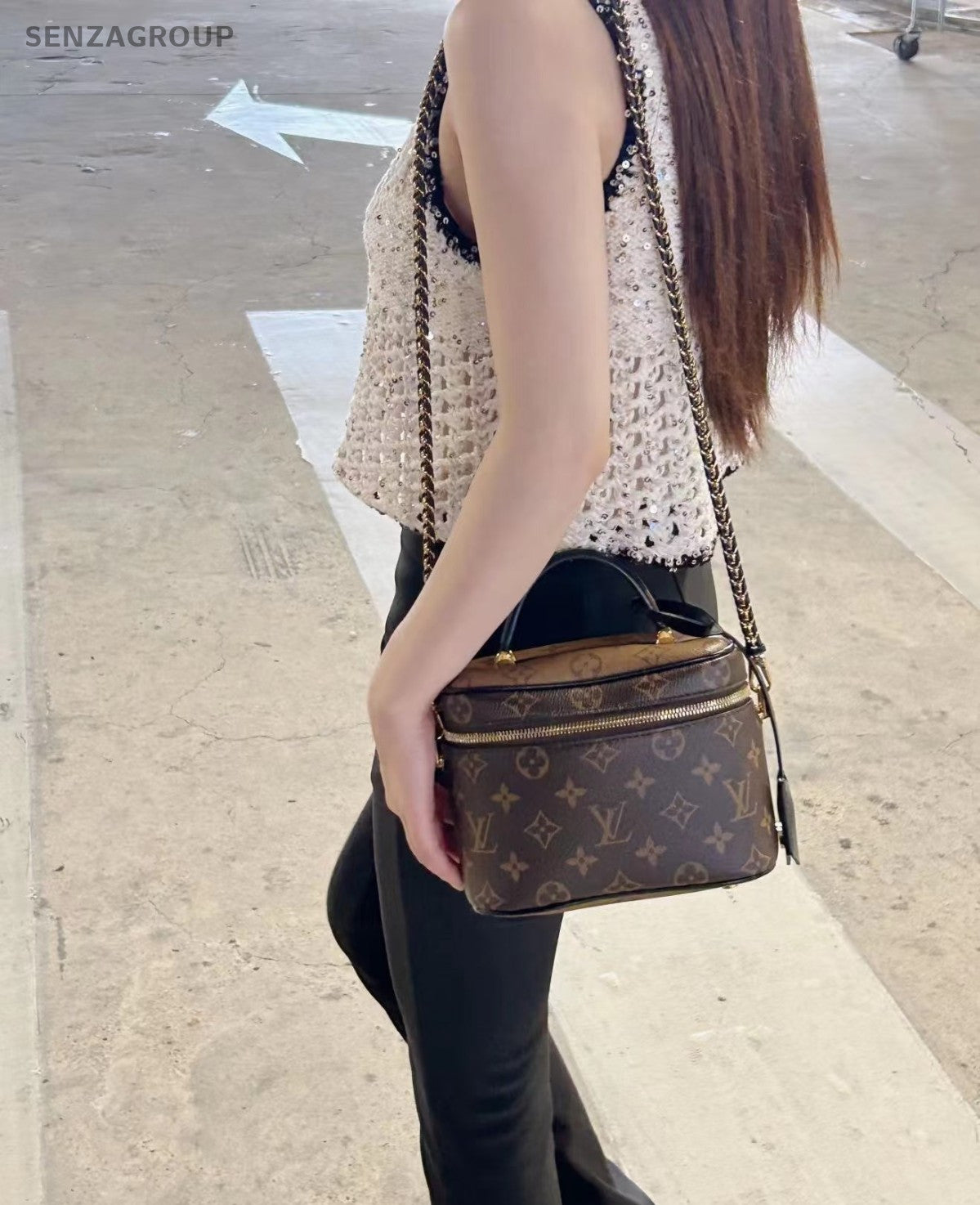 Louis Vuitton Monogram Cosmetic Case Shoulder Crossbody Bag Women Brown