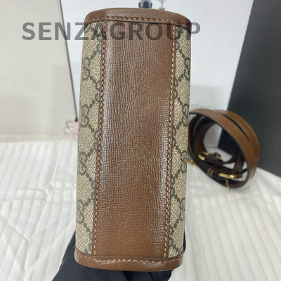 Gucci Mini GG Supreme Tote Bag Brown Beige Shoulder Crossbody Women