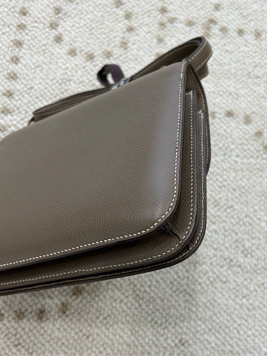 Hermes Constance19 Epsom Leather Shoulder Bag Crossbody Gray Gold Women