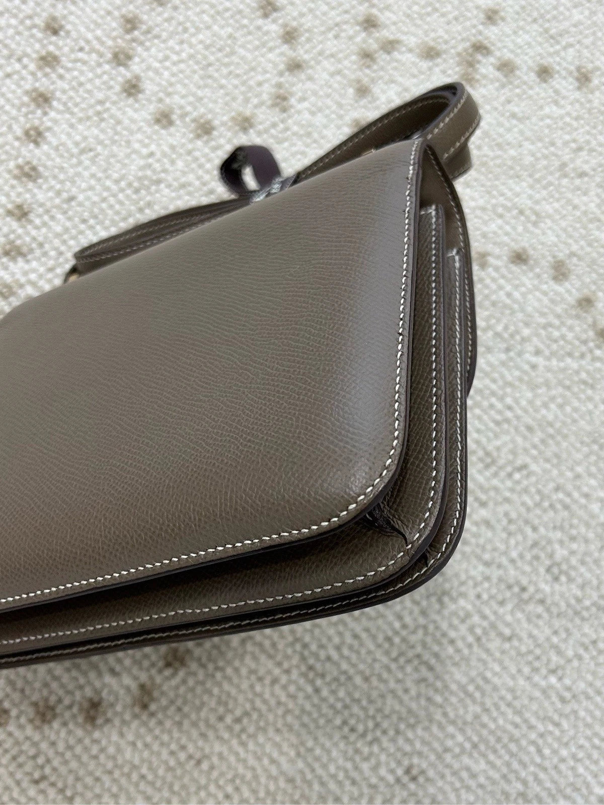 Hermes Constance19 Epsom Leather Shoulder Bag Crossbody Gray Gold Women