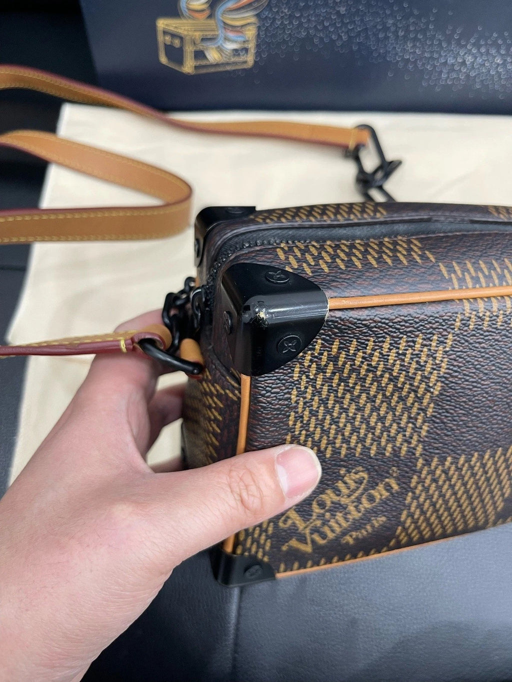 Authentic Louis Vuitton X Nigo Soft Trunk Monogram Shoulder Bag Crossbody