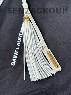 Saint Laurent White Gold Hardware Tassel Camera Crossbody Bag Women