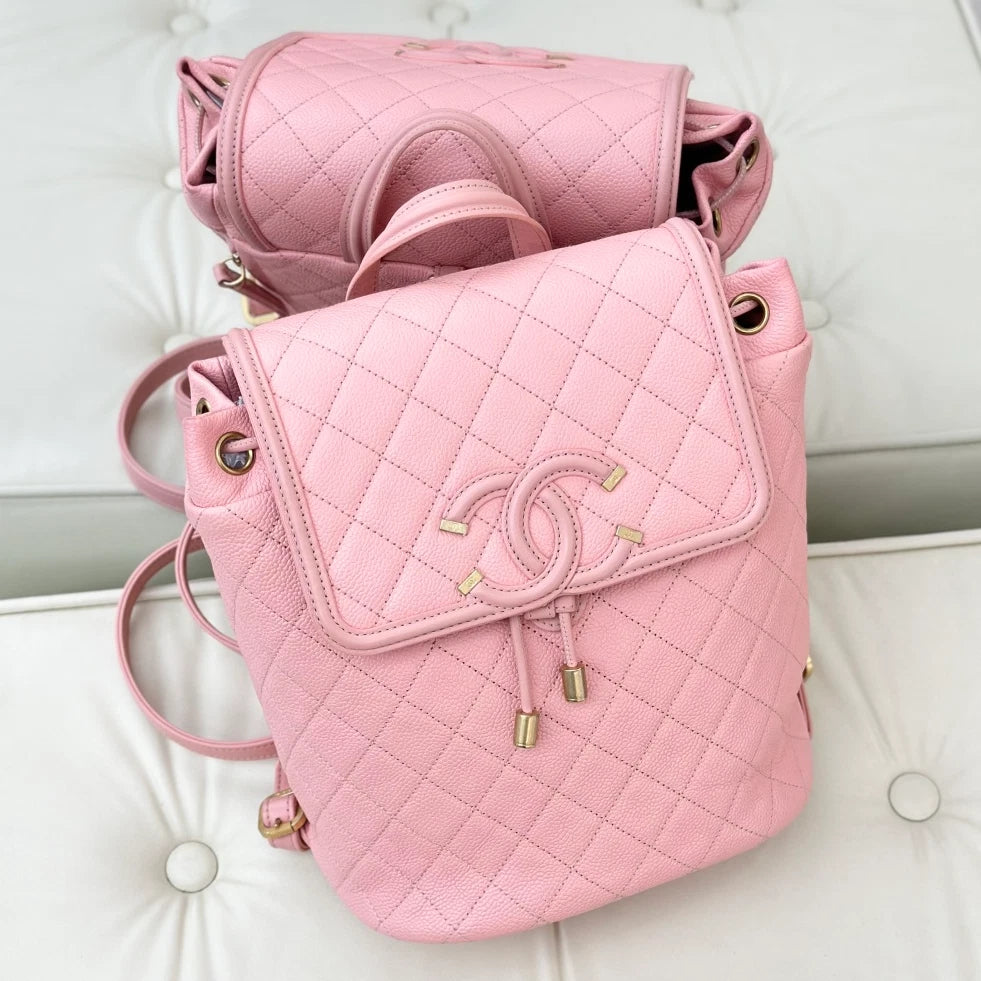 Chanel Vanity Case PM Calfskin Backpack Pink Gold Hardware Women S