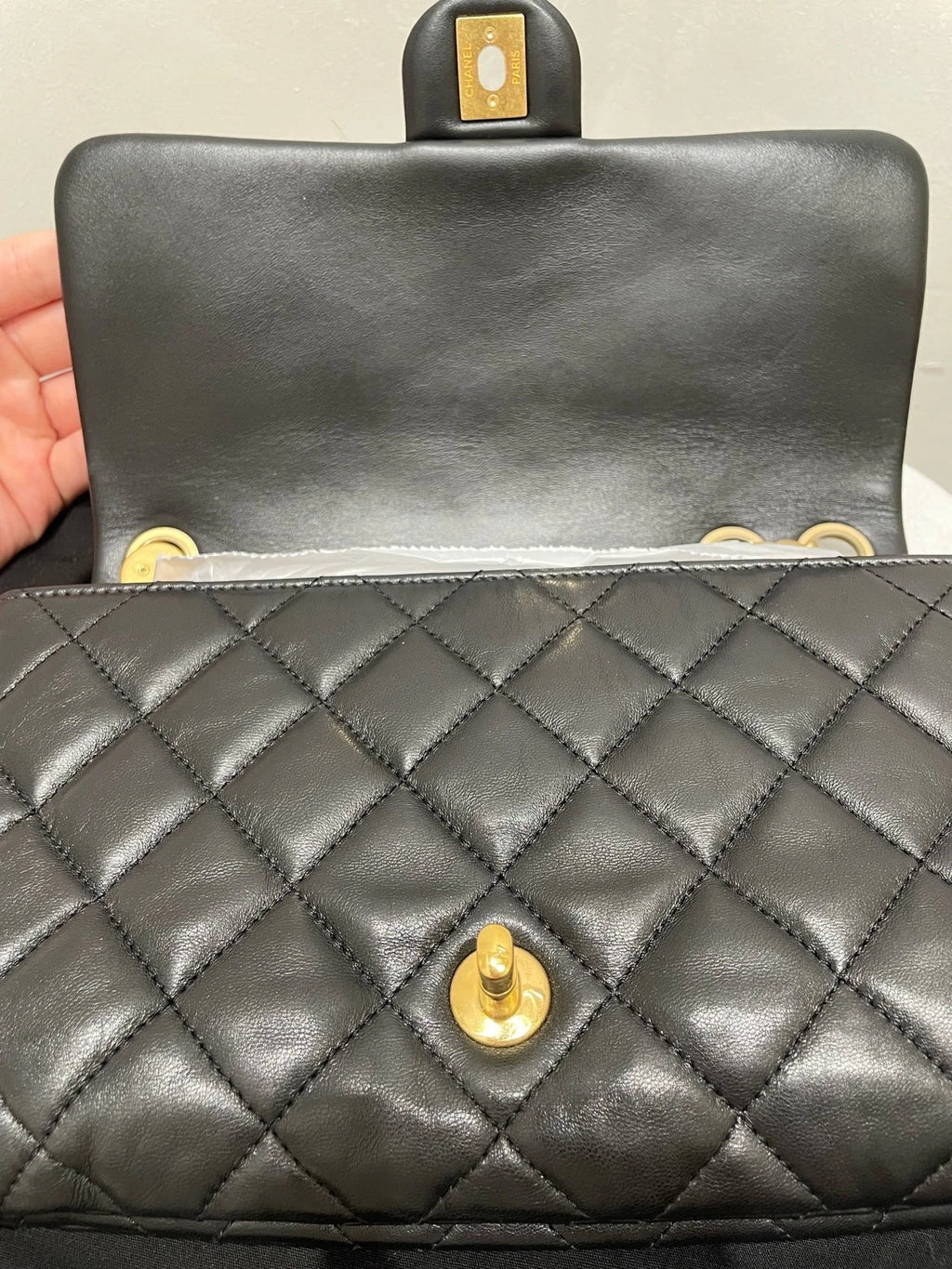 Authentic CHANEL Lambskin Black Flap Shoulder Bag For Women