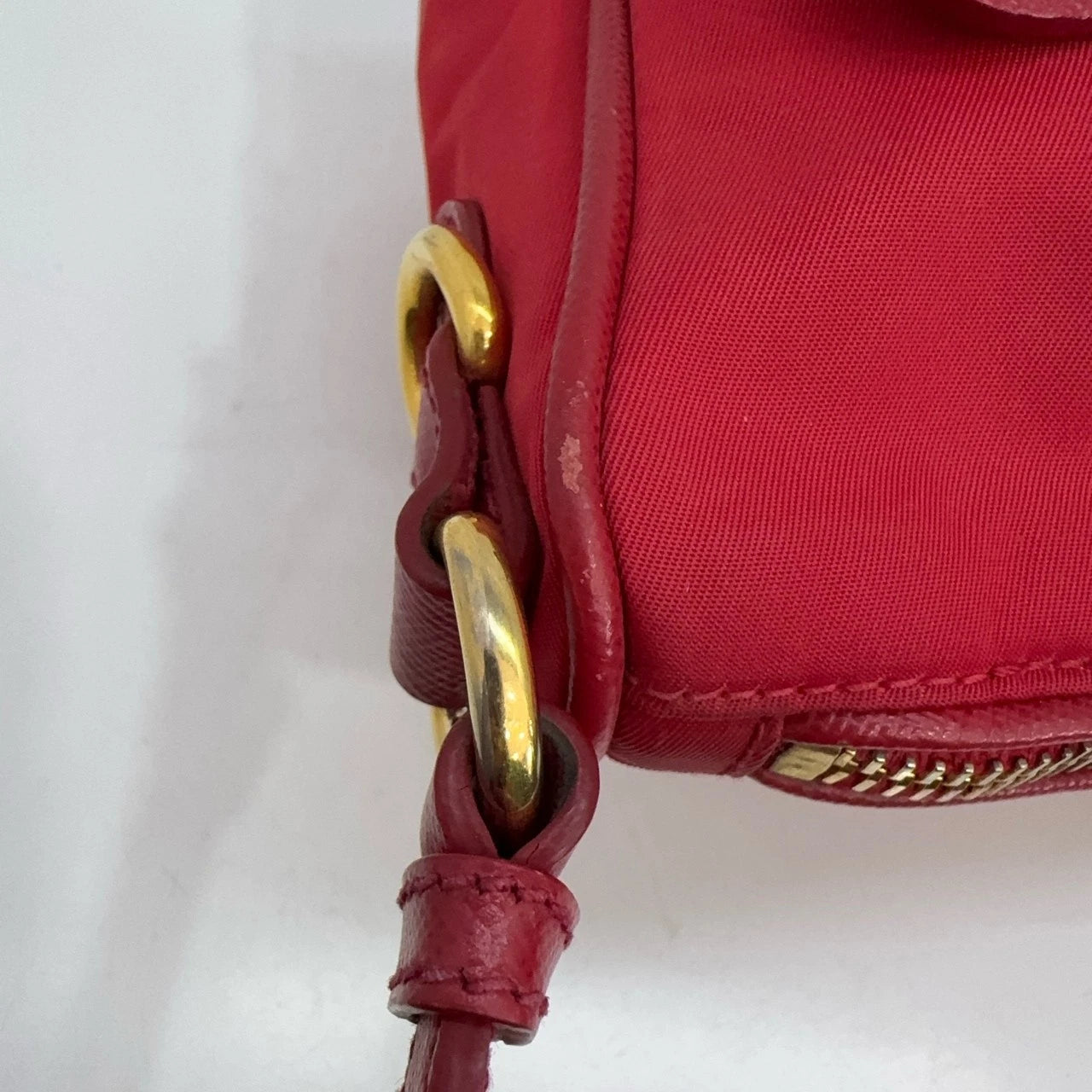PRADA Red Nylon Hobo Shoulder Handbag For Women