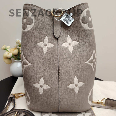Louis Vuitton Grey Gold Bucket Bag Monogram Print Shoulder Tote