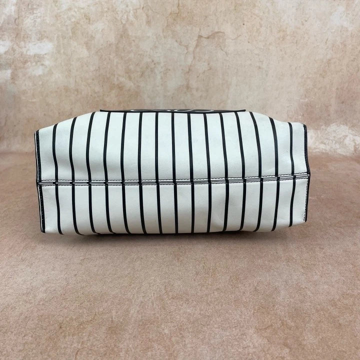 Loewe Canvas Women's Black White Stripe Vertical Tote Shopping Bag