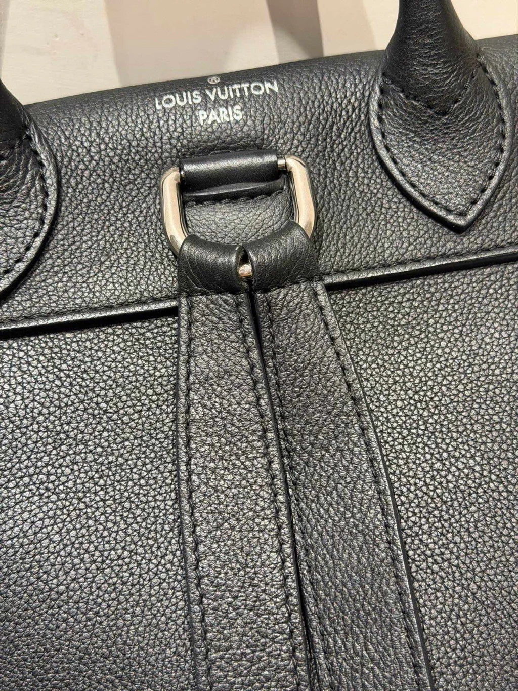 Louis Vuitton Lock Me Backpack Black Silver Used Women Classic