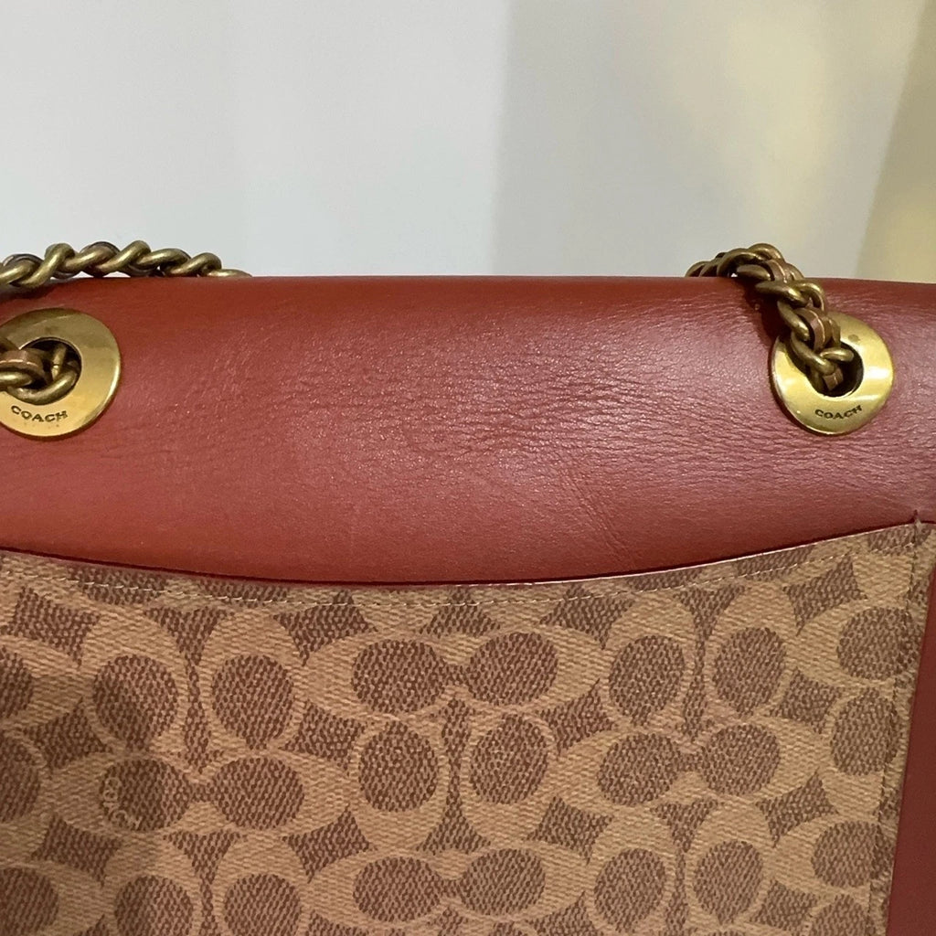 COACH Parker 26 Classic Canvas Calfskin Shoulder Crossbody Handbag For Women