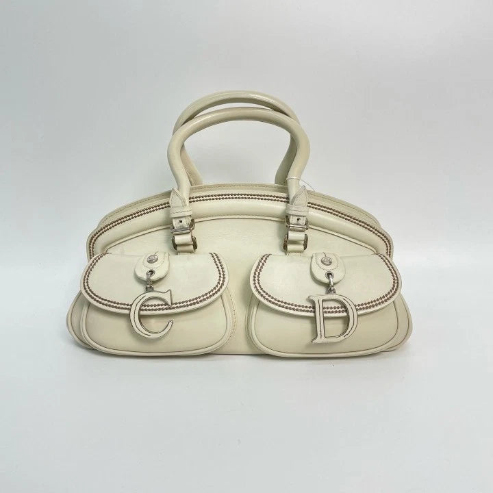 Authentic Dior 2005 Runway Detective White Leather Handbag For Women