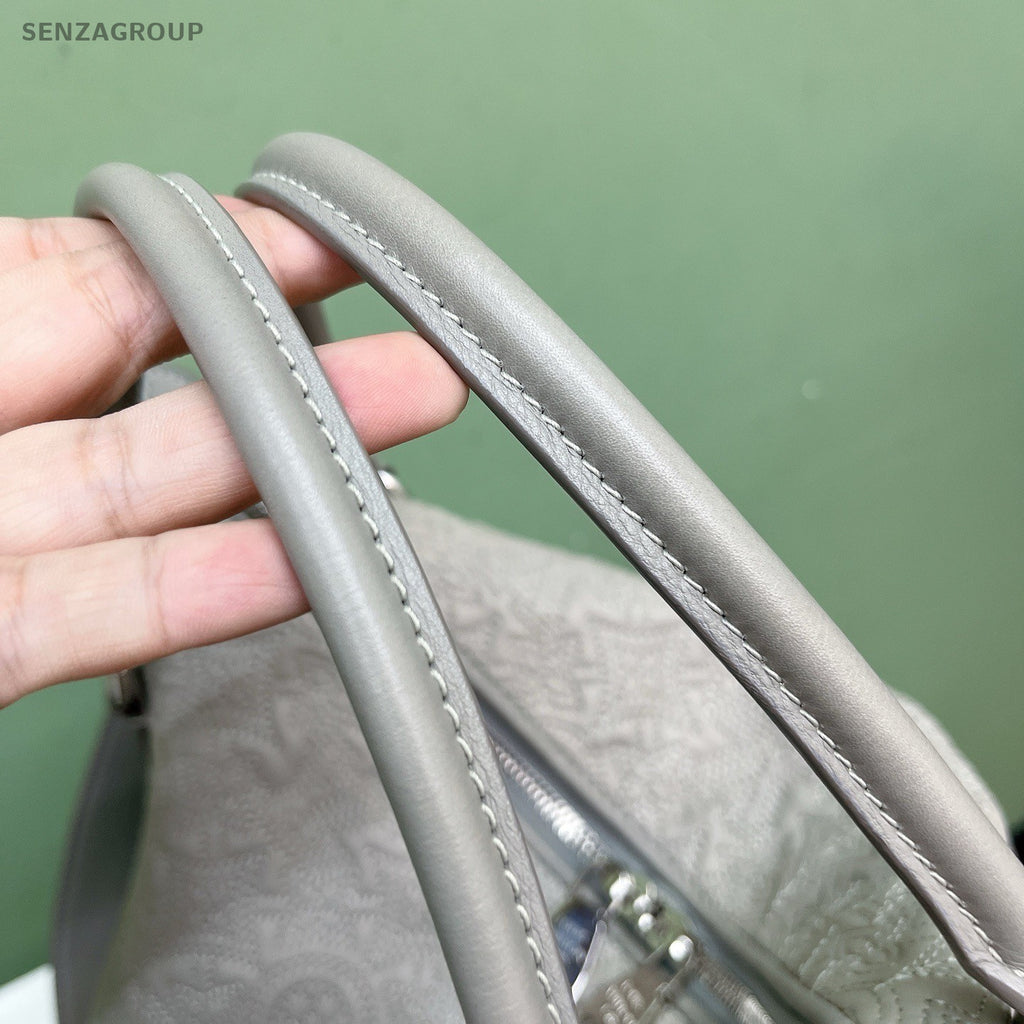Louis Vuitton Embroidered 2Way Top Handle Shoulder Bag Gray Silver Women Classic
