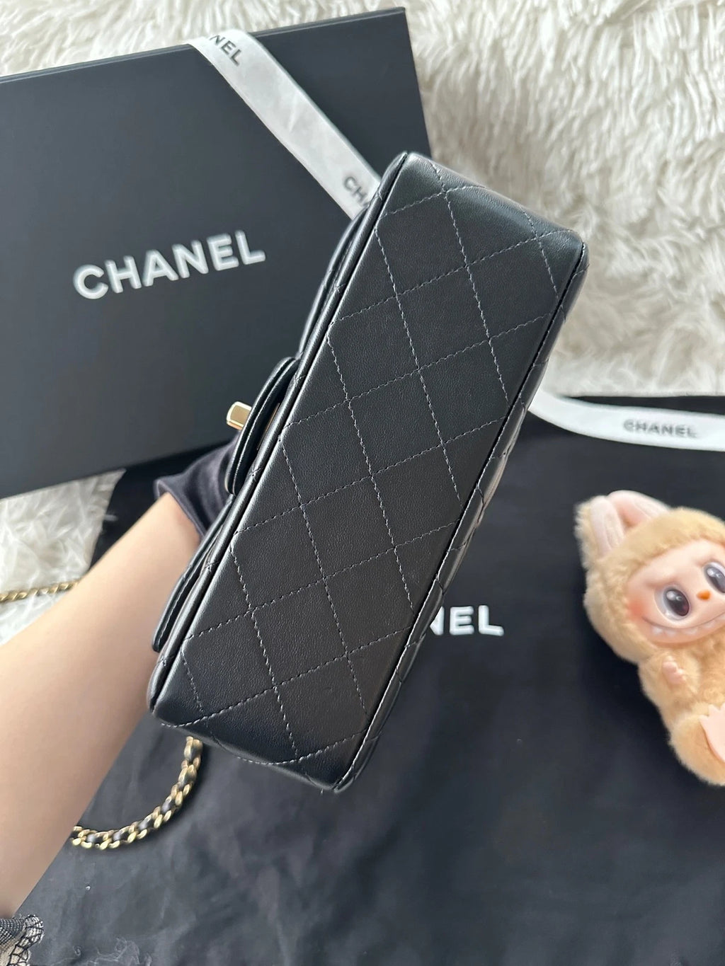 Pre-owned CHANEL CF Mini Handle Lambskin Bag For Women