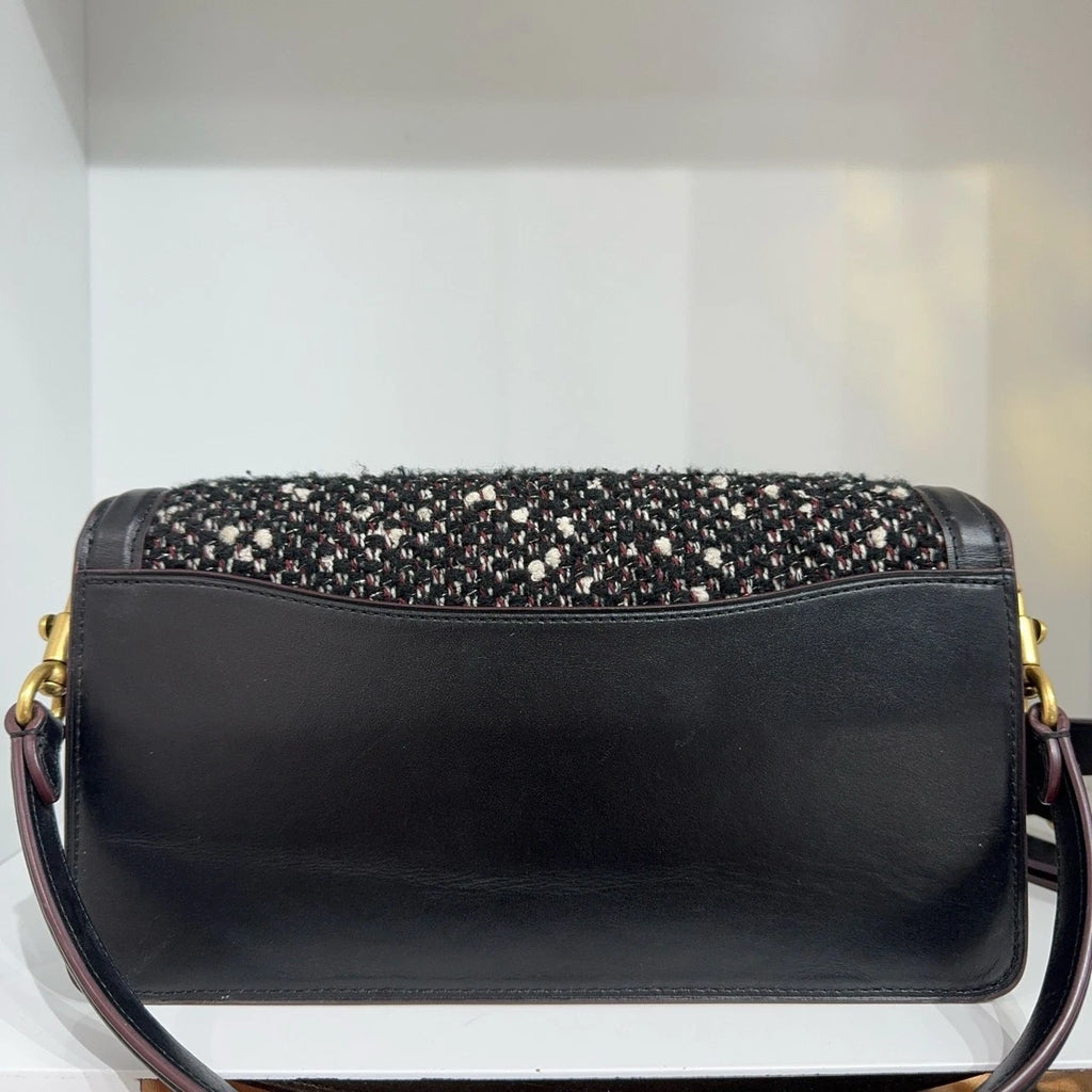 COACH Tabby 26 Woven Black Women's Shoulder Crossbody Handbag