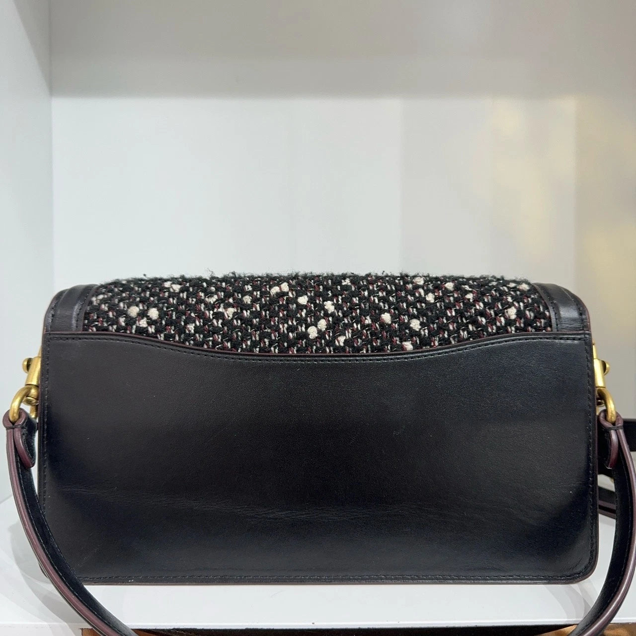 COACH Tabby 26 Woven Black Women's Shoulder Crossbody Handbag