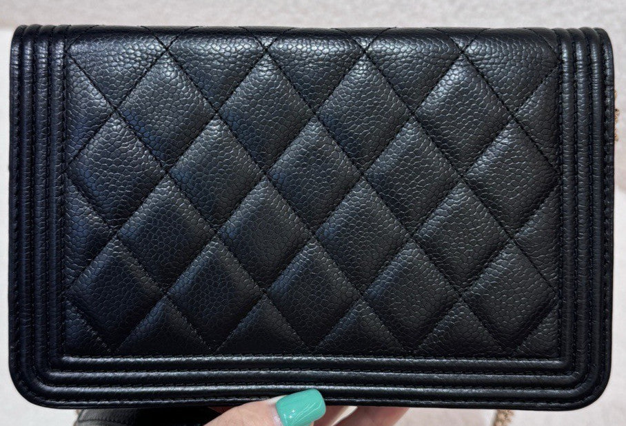 CHANEL Leboy Woc Chain Strap Calfskin Shoulder bag Crossbody Black gold