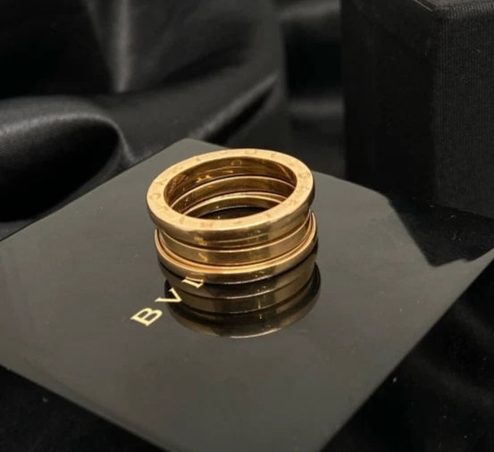 Bvlgari B. Zero1 3 Band Ring 18k Rose Gold Size 56