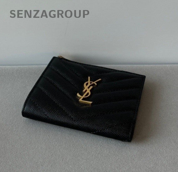 YSL Saint Laurent Caviar Calfskin Short Purse Clutch Black Almost Brand New