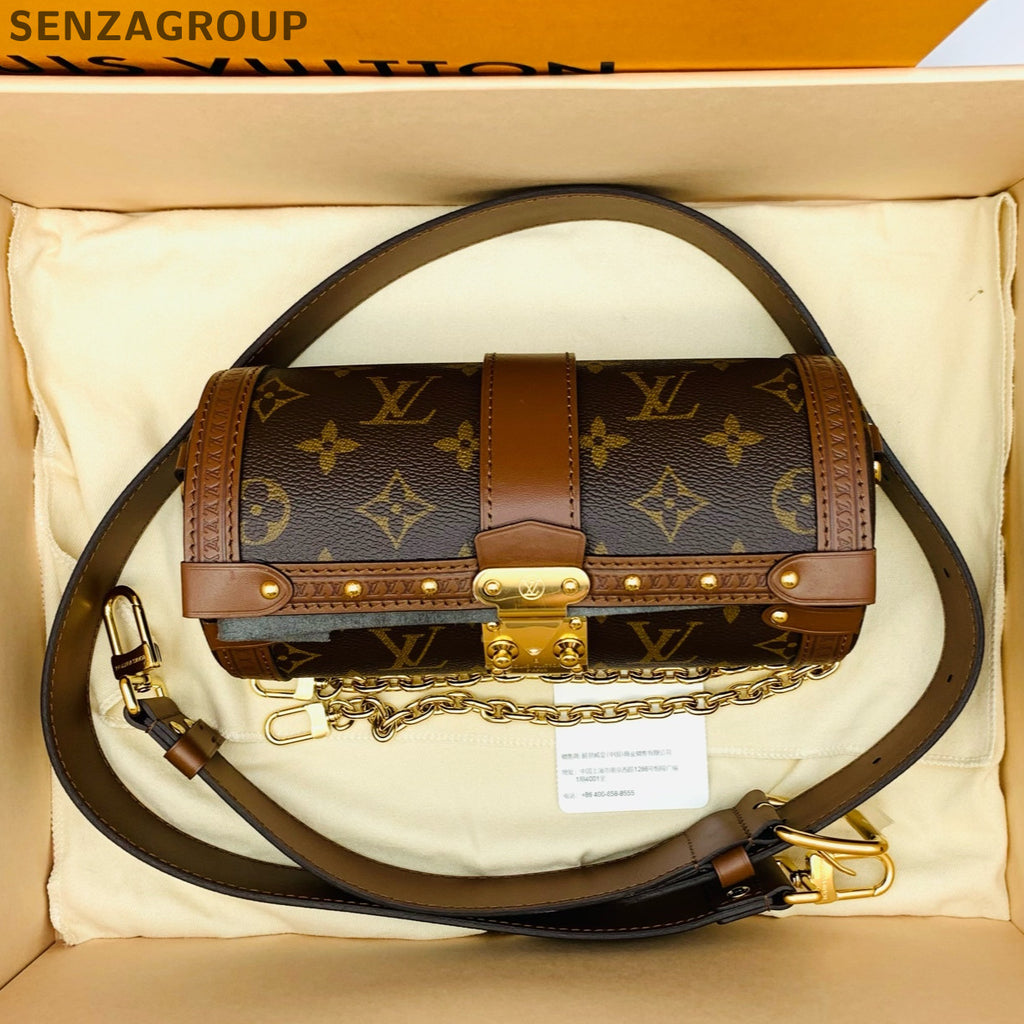 Louis Vuitton Papillon Monogram Shoulder Crossbody Bag Brown Gold Clasp
