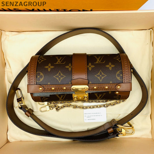 Louis Vuitton Papillon Monogram Shoulder Crossbody Bag Brown Gold Clasp