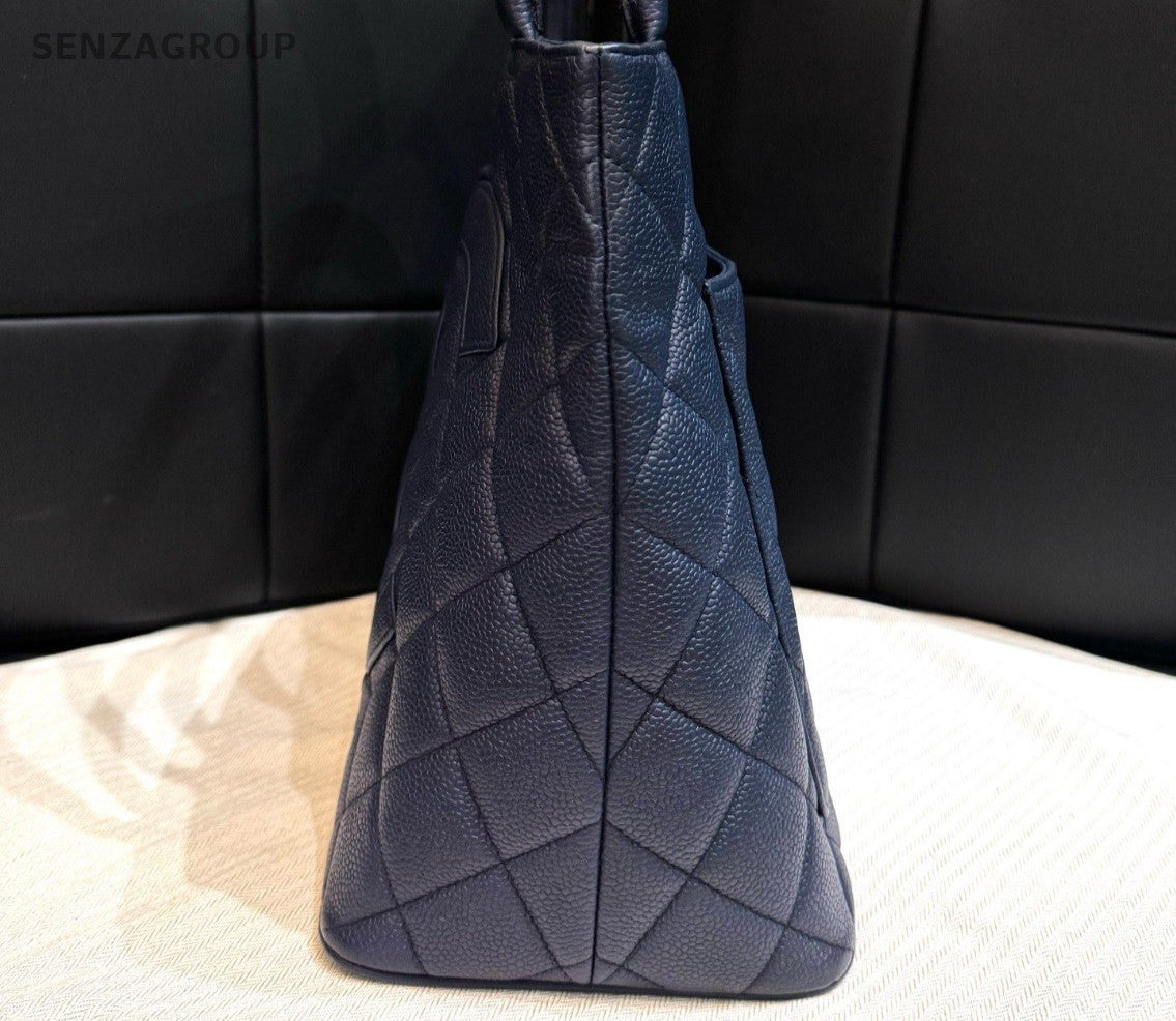 Chanel Diamond CC Logo Handbag Shoulder Bag Blue Silver Women Classic