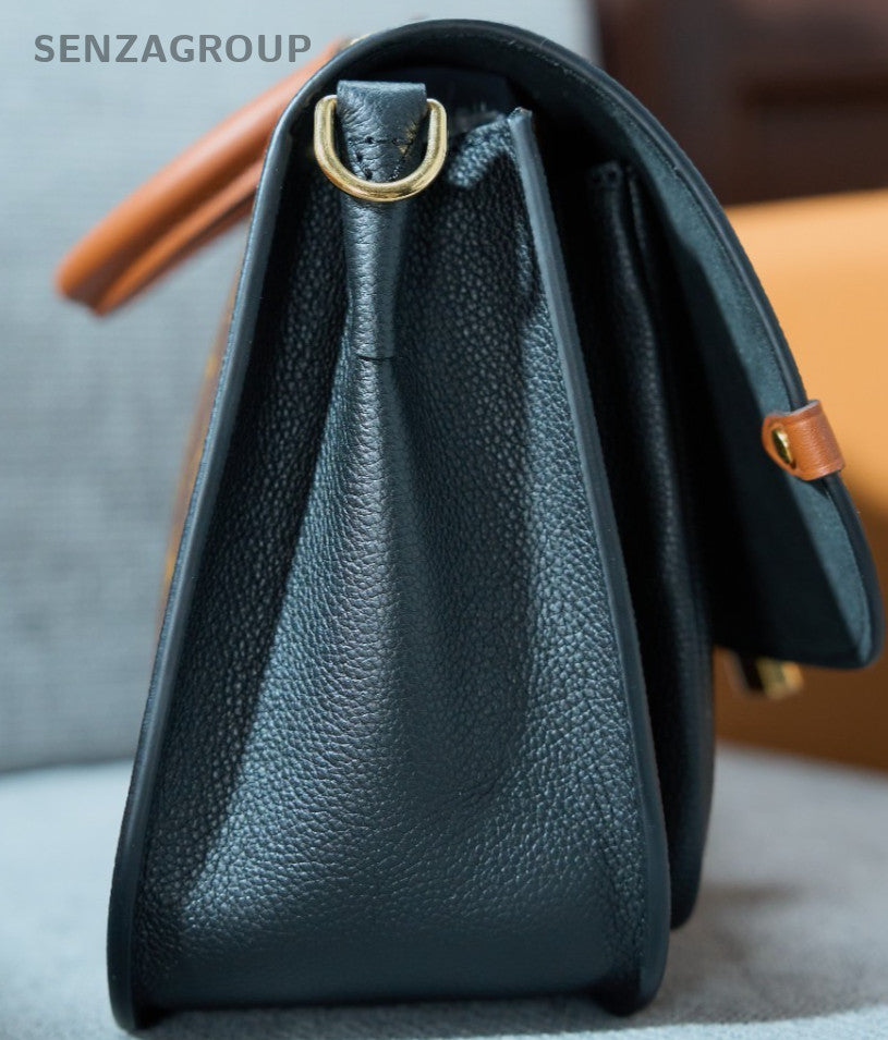 Louis Vuitton Monogram Top Handle Bag Brown Black Gold Used Women Classic