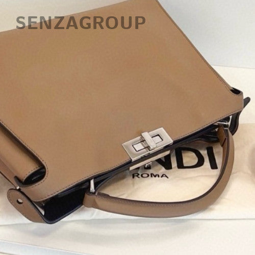 Fendi Peekaboo Essentially Top Handle Bag Crossbody Gray Silver Women Classic