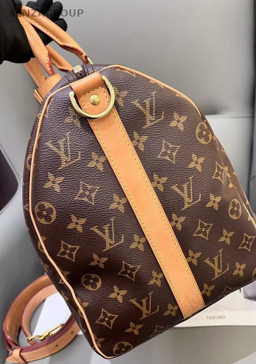Louis Vuitton Keepall 45 Monogram Top Handle Shoulder Crossbody Bag Brown