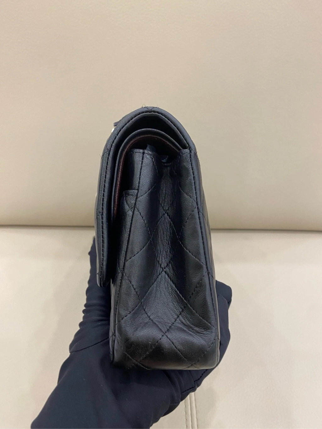 CHANEL CF Medium Black Silver Lambskin Shoulder Bag For Women