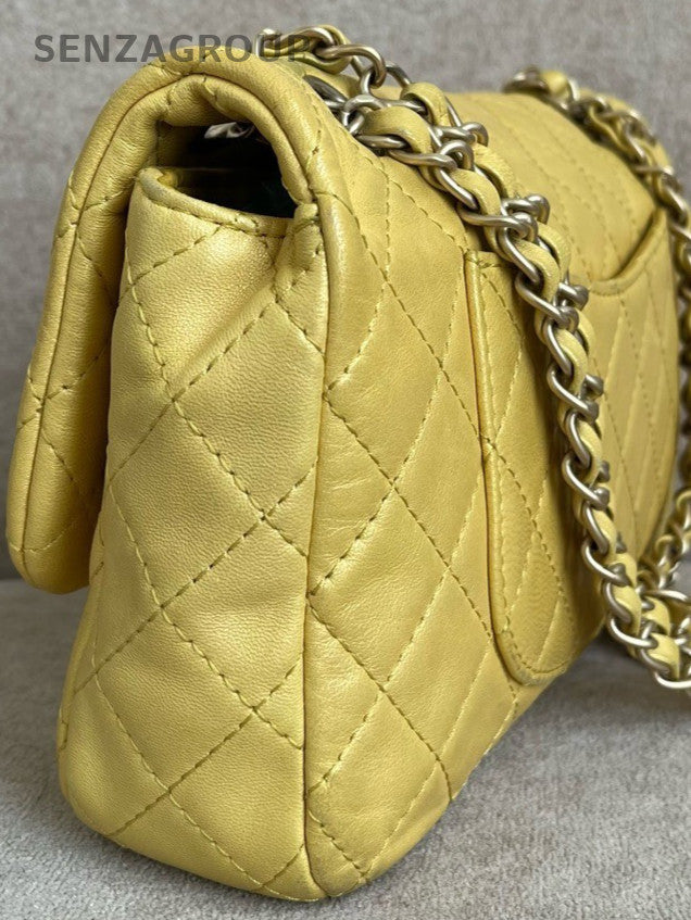 Chanel Classic Flap Chain Shoulder Bag Crossbody Yellow Women Designer