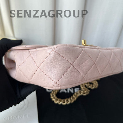 Chanel Classic Flap Pink Gold Double Chain Shoulder Bag Quilted Fashion