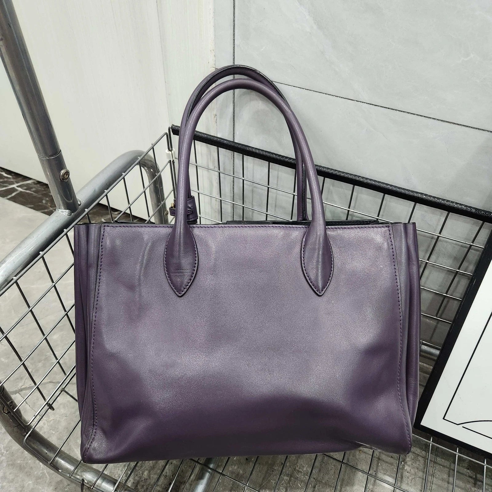 Prada Purple Accordion Tote Shoulder Handbag For Women