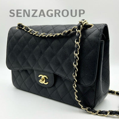 Chanel Classic Flap Jumbo Black Gold Chain Shoulder Crossbody Bag