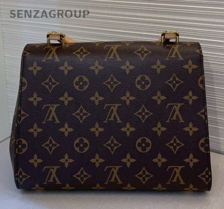 Louis Vuitton Cluny BB Monogram Top Handle Bag Crossbody Brown Gold Women