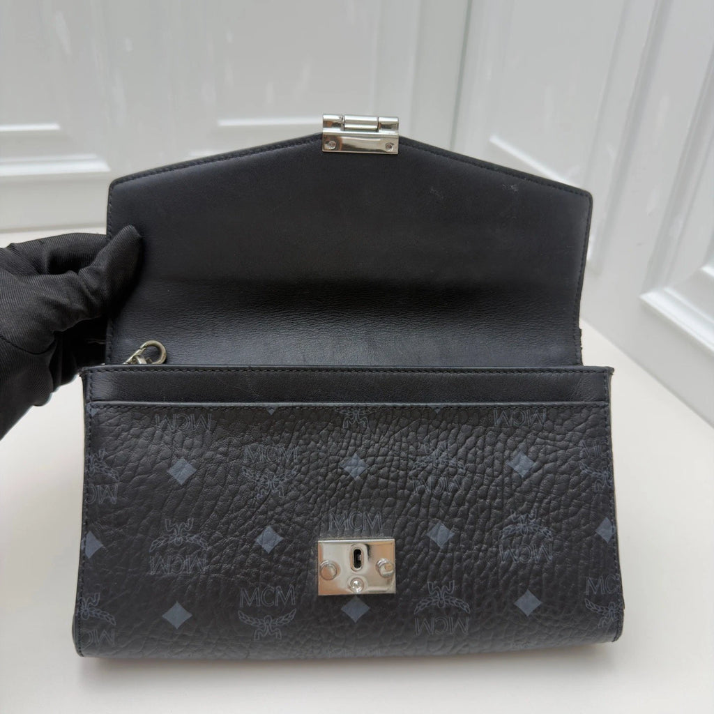 MCM Millie Visetos Chain Shoulder Bag Crossbody Bag Silver Women